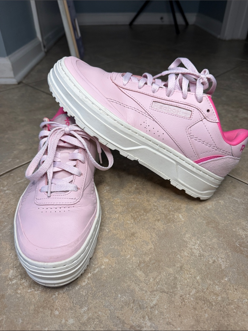 Womens Pink Reebok Classic Sneakers- Size 9